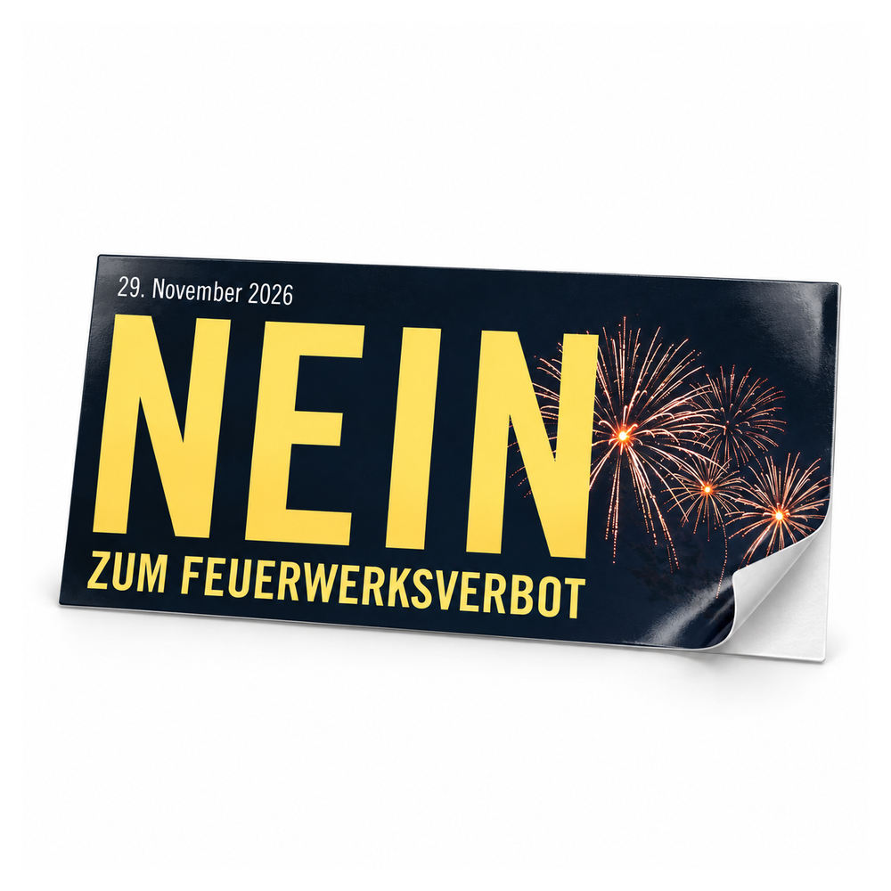 Autokleber «Nein zum Feuerwerksverbot» – 16 × 8 cm