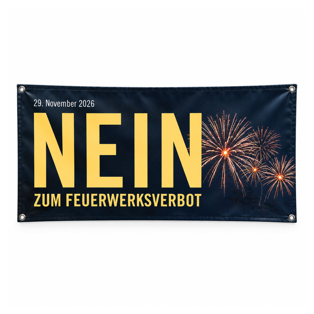 Balkonplane «Nein zum Feuerwerksverbot» – 100 × 50 cm